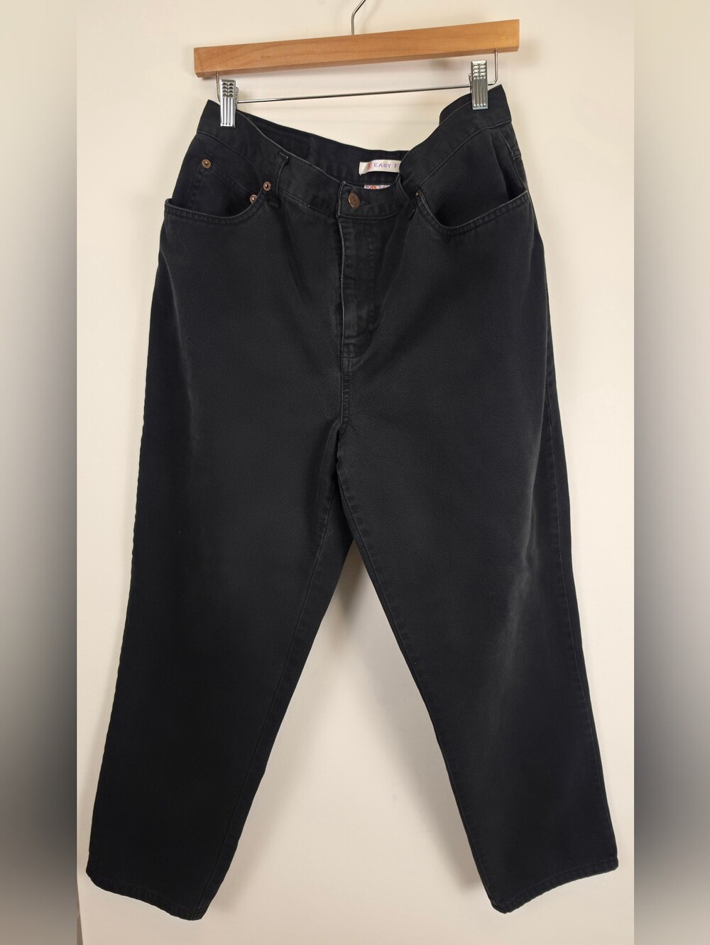 Vintage Bill Blass Black Jeans 14P Easy Fit High Rise 100% Cotton Mom Jeans